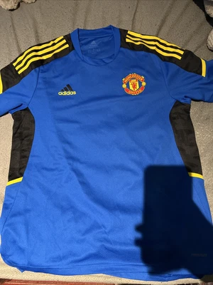 £10 • Buy Mens Manchester United Shirt European Training Top Blue Large Quick P&P✅📦