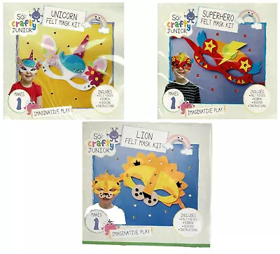 £1.49 • Buy SO CRAFTY KIDS MAKE-YOUR-OWN FELT MASK, LION, UNICORN Or SUPERHERO, AGE 4 Years+