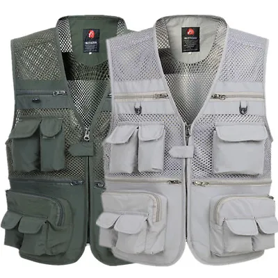 £25.16 • Buy Spring Men's Multi Pocket Camera Outdoor Vest Travelers Fishing Photography Vest