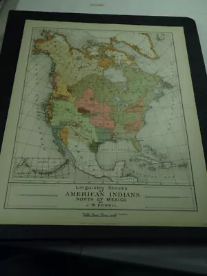 Vintage Map  Linguistic Stocks Of American Indians North Of Mexico By J W Powell • $9.99