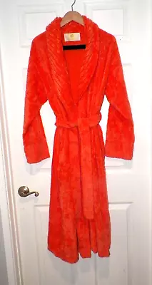 Vtg Stan Herman Orange Chenille Robe W/tie Sz S • $49.95