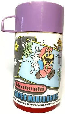 1988 Super Mario Bros Nintendo Video Game Aladdin Thermos W Cup No Lunchbox • $16.95