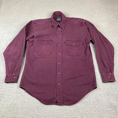 $39.99 • Buy Vintage Woolrich Shirt Mens M Chamois Flannel Work Hunting Red Made In USA