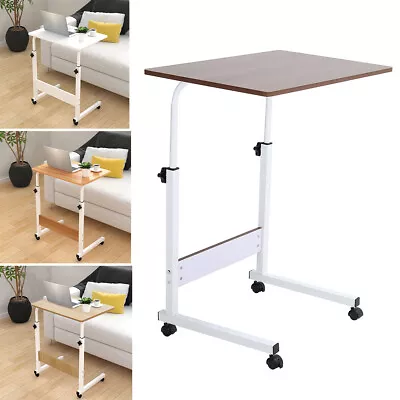 Movable Adjustable TV Dinner Laptop Tray Over Bed Table Desk Sofa Bed On Wheels • £18.95