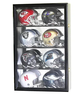 8 Riddell Mini Helmets Helmet Display Case Wall Rack Cabinet- 98% UV Lockable • $139.99