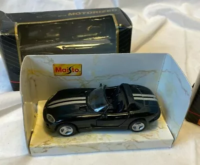 NOS 1992 Black Dodge Viper RT/10 Maisto Superior Die Cast Car 1:43 Motorized Box • $9.99