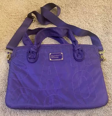 Marc By Marc Jacobs Purple Nylon Lined Zip Messenger/Satchel 17  Laptop Bag EUC • $39