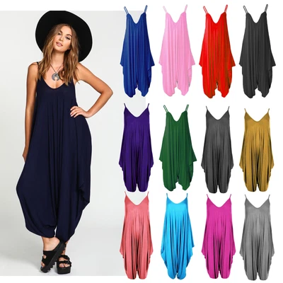 £8.49 • Buy Women Ladies Cami Lagenlook Romper Drape Baggy Harem Playsuit Jumpsuit Dress 