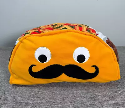 Ideal Toys Taco W/ Mustache Pillow Stuffed Plush 12  Multicolor • $14.99