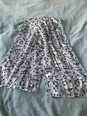 Musical Notes Black On White Print Scarf Ladies Shawl 120x33cm Approx • £4