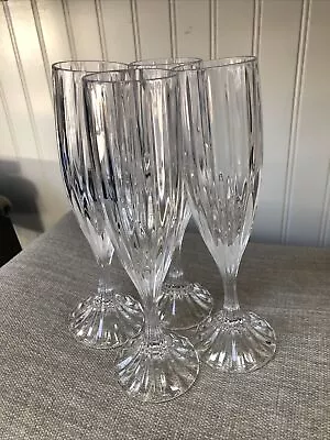 Park Lane By Mikasa Crystal Champagne Flute Ribbed Stem Set Of 4 • $49