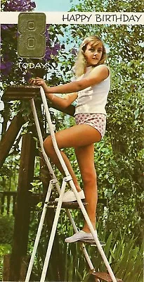 8th Happy Birthday Girls Vintage Greeting Card 8 Years Old - Garden Ladder Girl • £1.99