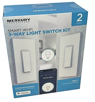 Merkury Innovations Smart Wi-Fi 3-Way Light Switch Kit MI-WW112-199W New In Box • $29.95