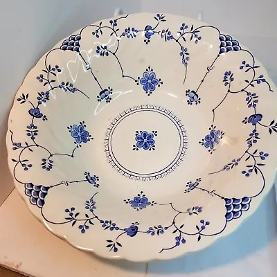 Vintage Myott Finlandia Ceramic Bowl Blue White 8 1/2  Staffordsher England 1982 • $14.24