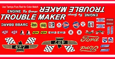Trouble Maker Ford Fairlane NHRA Drag 1/18th Scale Waterslide Decals • $8.50