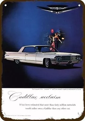 1962 CADILLAC COUPE DEVILLE Car Vintage-Look-Edge DECORATIVE REPLICA METAL SIGN • $24.99