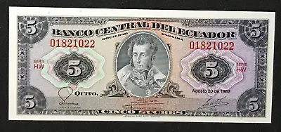 Ecuador 5 Sucres #108b Gem CU 1982 • $2.50