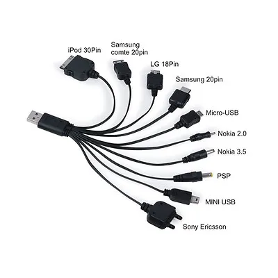 10 In1 Universal USB Multi Phone Charger Cable For IPhone Mini Micro USB Samsung • £4.44