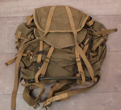Vtg Late WWII Era British Army Bergen Backpack Rucksack Canvas Military Bag SAS • $199.99