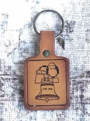 Vintage Aviva Snoopy Bicentennial 1776-1976 Leather Keychain • $9.95