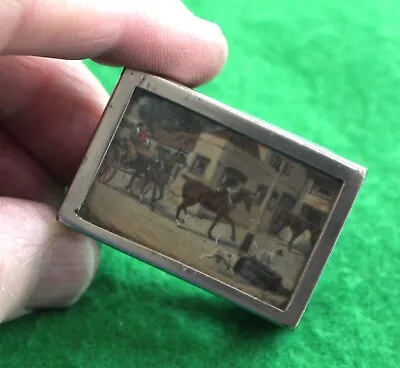 Unusual Antique Silver Plated ? Matchbox Holder With Horse & Cart Dog Image • £4.99