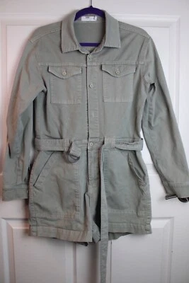 Jonathan Simkhai Standard Darcy Twill Cargo Romper Eucalyptus Green Size M VGUC • £47.58