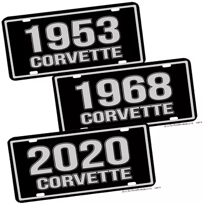 $18.95 • Buy Compatible W Corvette Muscle Car 1953 - 2021 Black Silver Aluminum License Plate