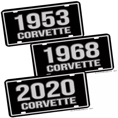 Compatible W Corvette Muscle Car 1953 - 2021 Black Silver Aluminum License Plate • $18.95