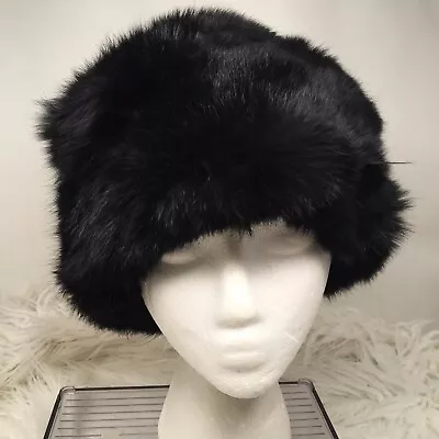 Vintage Black Fox? Fur Cap Cossack Style Fur Hat Genuine Fur Quilted  READ • $20.99