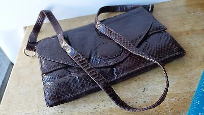 Genuine Leather Made In India. Brown Snakeskin Womens Purse. 2 Pocket W/ Strap • $45