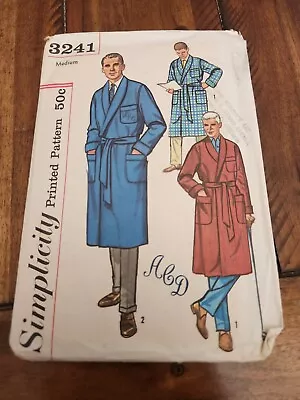 Vintage Simplicity Printed Pattern 3241 Home Sewing Men's Robes Medium • $9.96