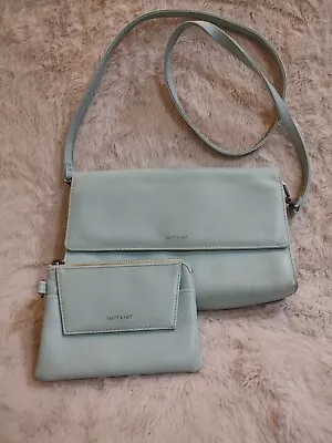 Matt & Nat Vegan Leather Pale Teal Crossbody Purse W/Coin Purse 7 H X 10 W • $18.49