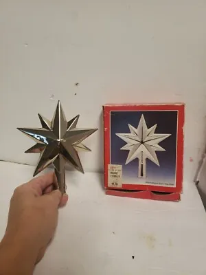 VINTAGE SILVERPLATED MINIATURE TREE TOP STAR  6  X 5  MINI TOPPER 9 Pointed  • $14