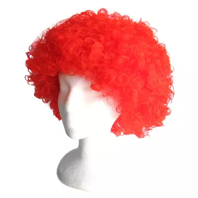 Economy Red Afro Wig ~ FUN HALLOWEEN 60s 70s DISCO CLOWN COSTUME PARTY CURLY FRO • $5.95