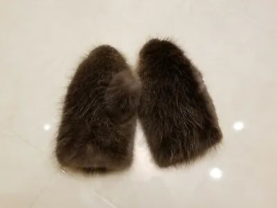 Handmade Mens Fur Mittens Made From Beaver Fur With Fleece Lining • $94
