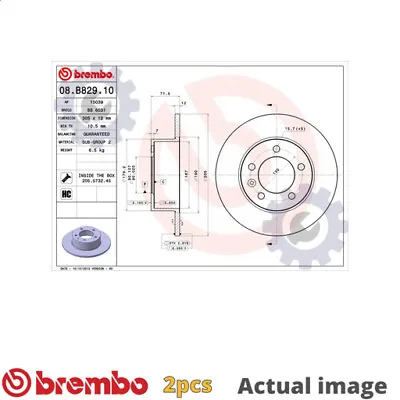 2x New Brake Disc For Nissan Renault Vauxhall Opel Nv400 Bus X62 X62b Brembo • £157.92