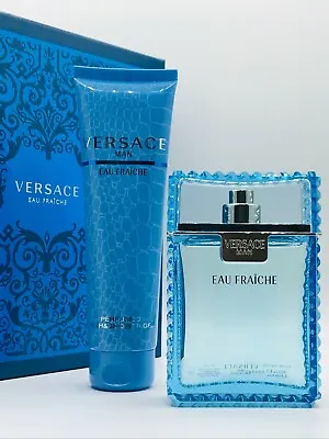 Versace Eau Fraiche Men 2pc Set Cologne Spray 3.4 Oz And Shower Gel 5.0 Oz NIB • $64.95