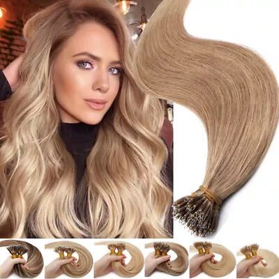 Straight Nano Ring 100% Human Remy Hair Extensions Nano Loop Beads I Tip Colors • $261.04