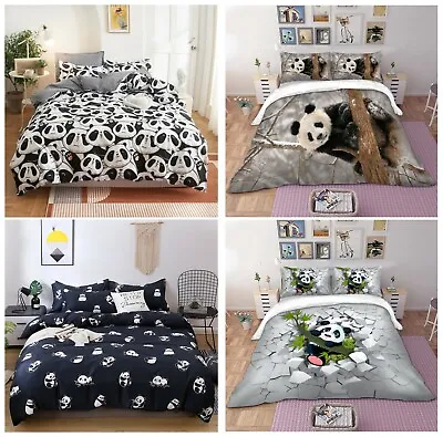 Real Baby Panda Soft Duvet Quilt Cover Bedding Set Single Double Size Pillowcase • £21.99