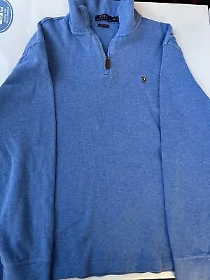 POLO RALPH LAUREN Half Zip Pullover Sweater | Mens (XL) Blue Cotton Long Sleeve • $27