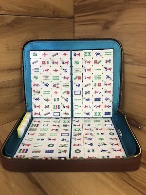 Mahjong Set Colour Yellow & White  Set 148 Tiles Mah Jong 3 Dice Case Zip Broke • £40