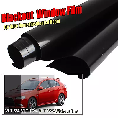 $21.98 • Buy VLT5% 35% 0% Blackout Window Tint Film Room Dark Sunlight Glare UV Heat Control