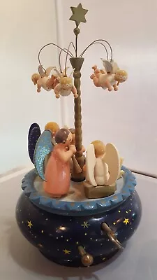 Vintage Wooden Hand Painted Angels & Baby Music Box Made In East Germany Works • $85