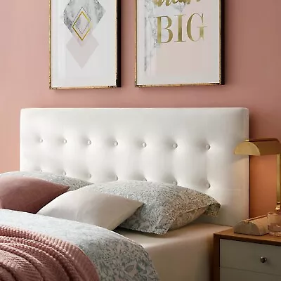 Modway Emily Queen Biscuit Tufted Performance Velvet Headboard In White • $100.38