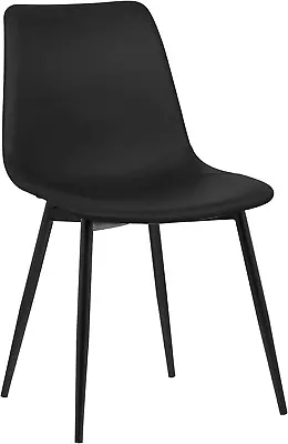 Monte Contemporary Dining Chair In Faux Leather With Black Powder Coated Metal L • $141.99