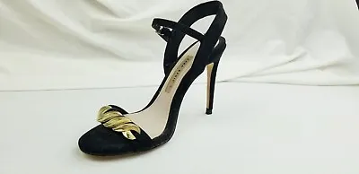 Zara Basic Collection Size 37 (US 6.5-7) Womens Black Suede Ankle Strap Open Toe • $24.99