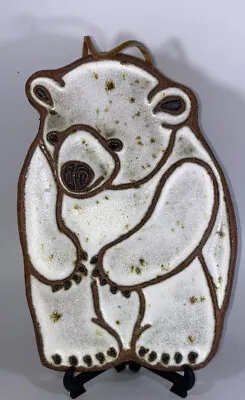 VIntage Victoria Littlejohn Ceramic Stoneware Polar Bear Trivet Wall Hanging • $29.99