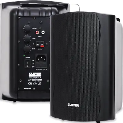 35W Black Active Studio Monitor Bookshelf Speakers ACT35 HiFi With Brackets PAIR • £109