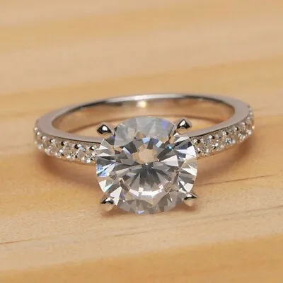 £69 • Buy 2.00Ct Round-Cut Diamond Solitaire Engagement Wedding Ring 14K White Gold Finish