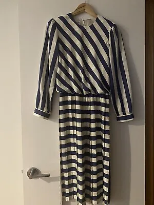 Vintage Discovery Clothing Company Women's Dress Size 10 Navy/white Stripe • $35